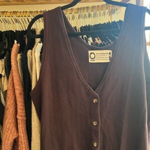 organic midi button down dress or open cardigan
